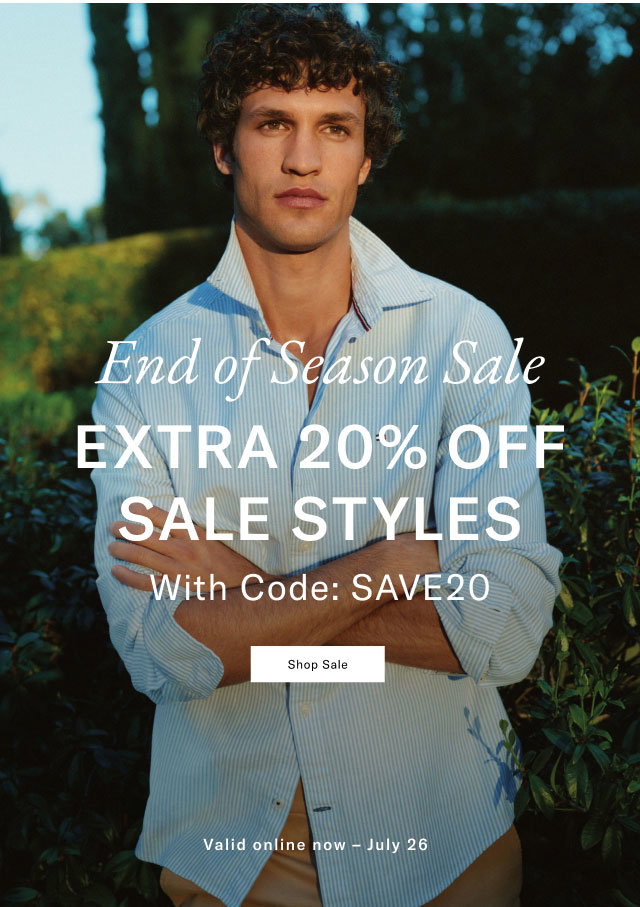End of season sale                                            Extra 20% off sale styles with code: SAVE20                                            Shop sale                                            Valid online now - July 26