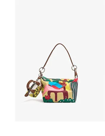 Printed nylon crossbody bag