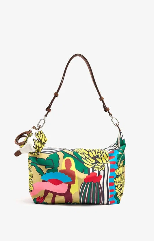 Printed nylon shoulder bag