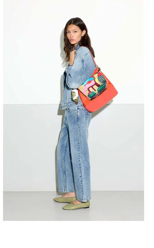 Printed nylon crossbody bag