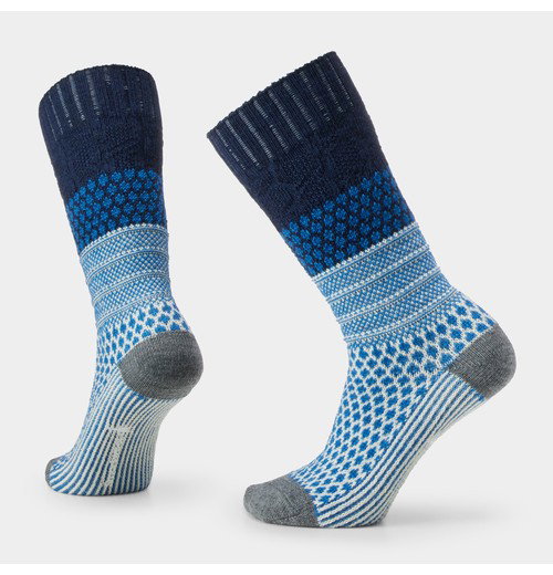 Women's Everyday Cozy Popcorn Cable Crew Socks-Deep Navy / M