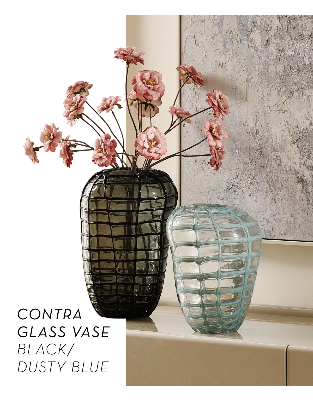 Contra Glass Vase - Dusty Blue