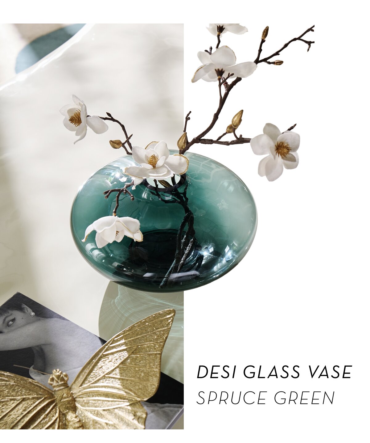 Desi Glass Vase - Spruce Green