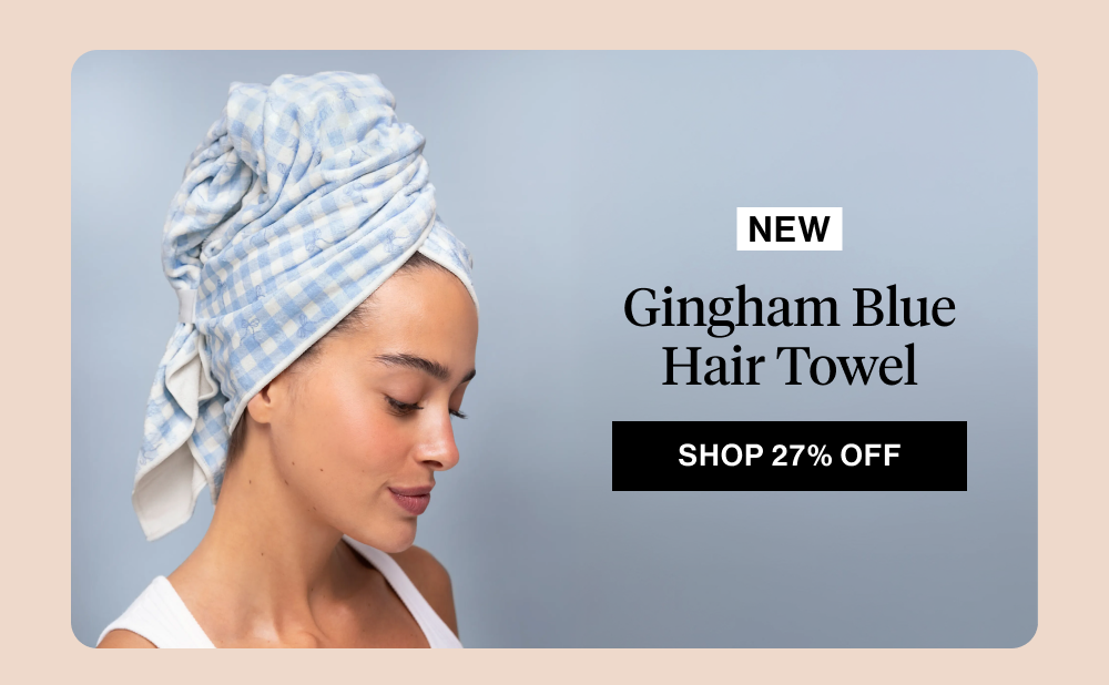 Gingham Blue Hair Towel