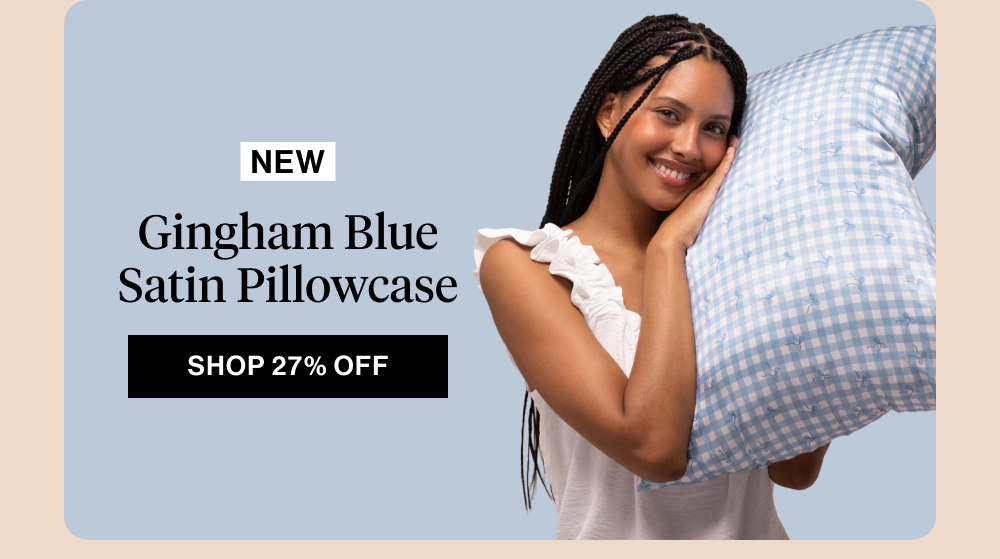 Gingham Blue Satin Pillowcase