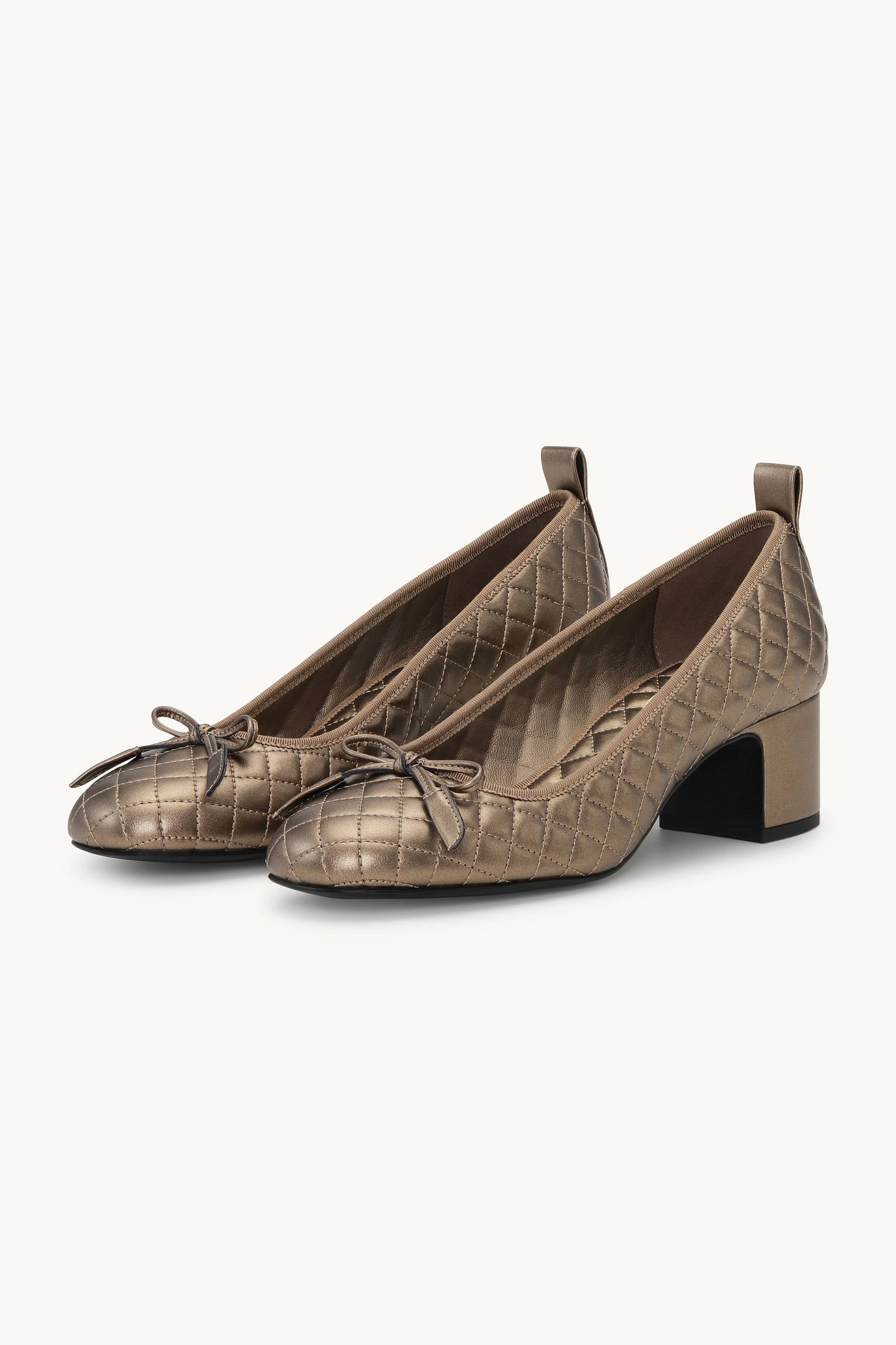 Image of Quilted Ballerina with Heel - Metallic Copper Black
