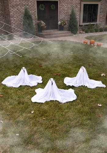 Image of 30-Inch Set of 3 White Ghostly Yard Decoration