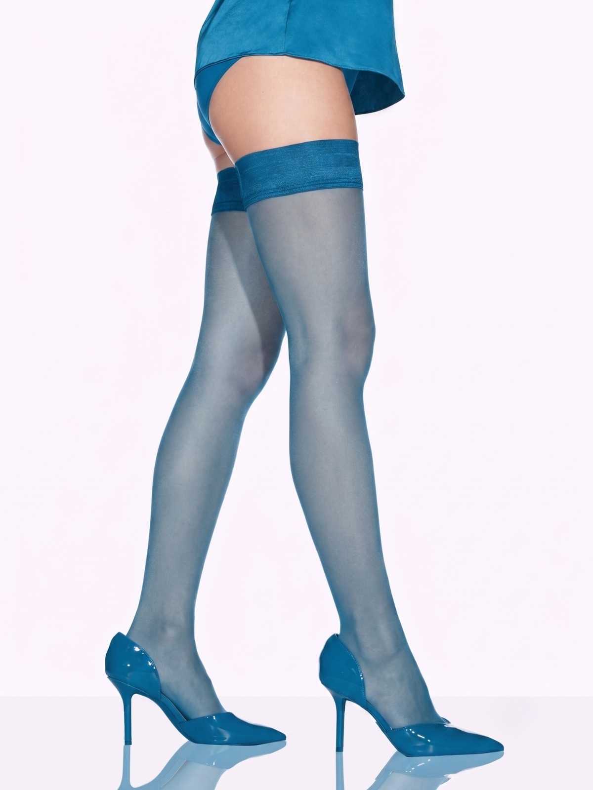 REGINA Sheer Thigh Highs - 3XLarge / Cerulean Blue