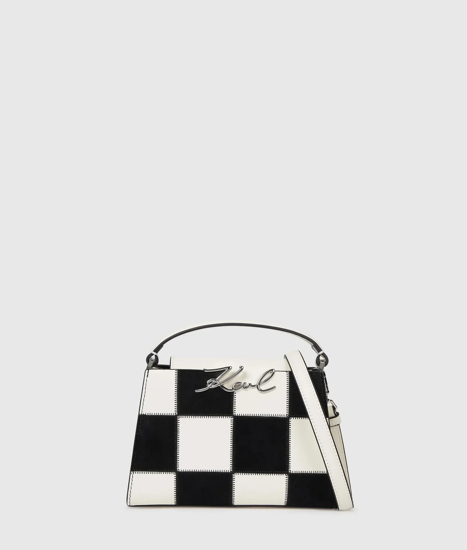 Image of K/Signature checkered top handle bag