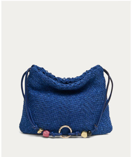 Tie Breaker Shoulder in Blueberry Woven Suede