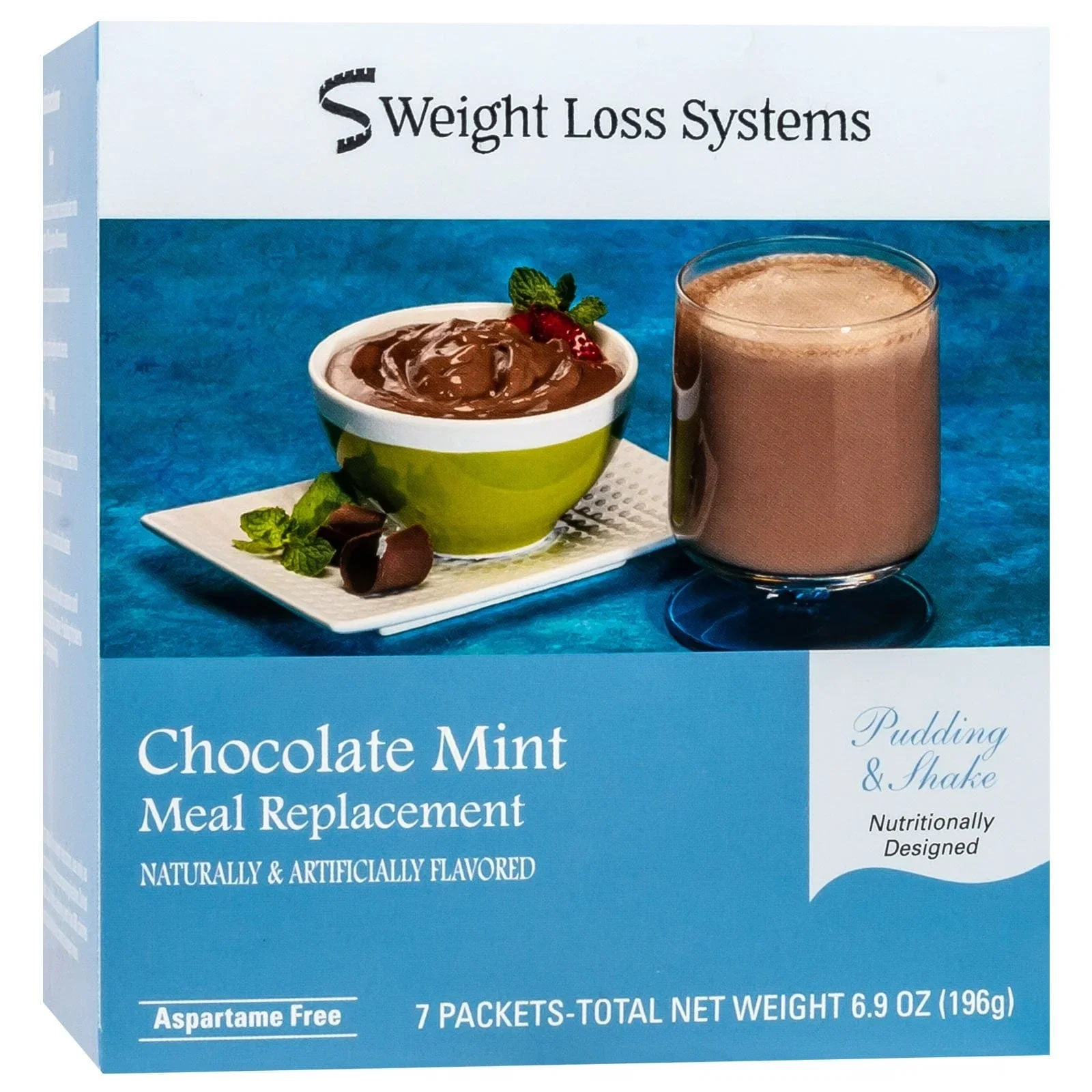 Image of Weight Loss Systems Pudding and Shake - Chocolate Mint - 7/Box