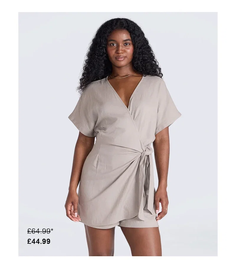 Linen Womens Wrap Playsuit