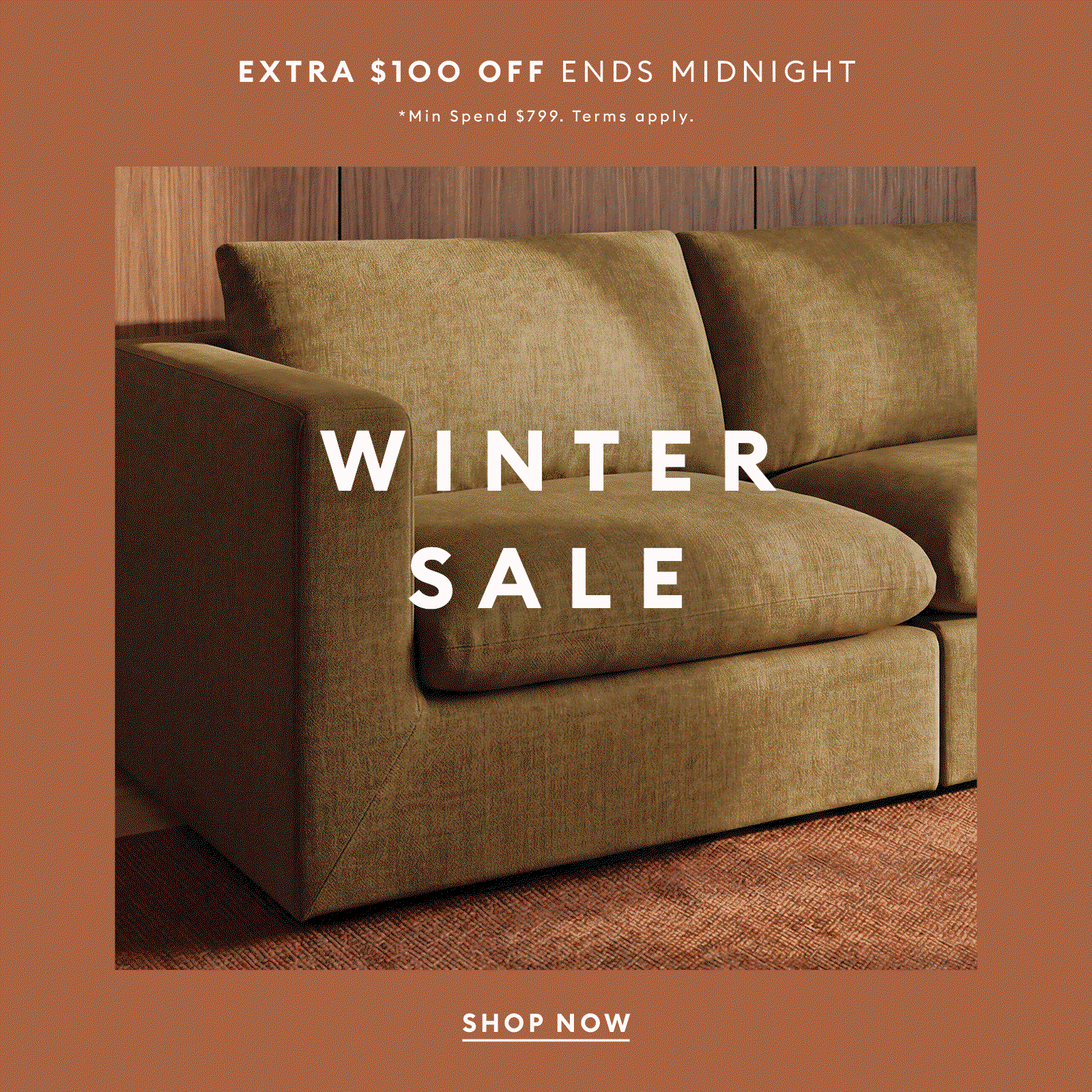 Winter Sale Up to 40% Off Storewide FREE Delivery Ends Midnight