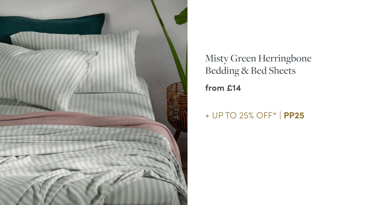 Misty Green Herringbone Bedding & Bed Sheets