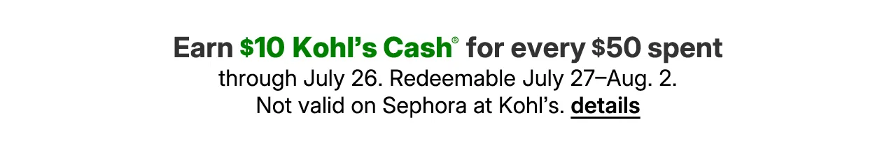 earn $10 kohls cash for every $50 spent