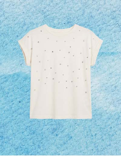 Rhinestone Muscle Tee - Snow White