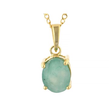 Green Zambian Emerald 18k Yellow Gold Over Sterling Silver Pendant with Chain 1.60ct