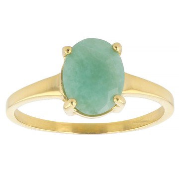 Green Zambian Emerald 18k Yellow Gold Over Sterling Silver Ring 1.60ct