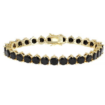 Black Spinel 18k Yellow Gold Plated Bracelet 25.75ctw