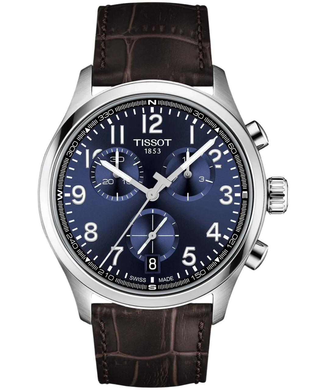 TISSOT Chrono L Quartz 42MM Blue Dial Leather Men's Watch