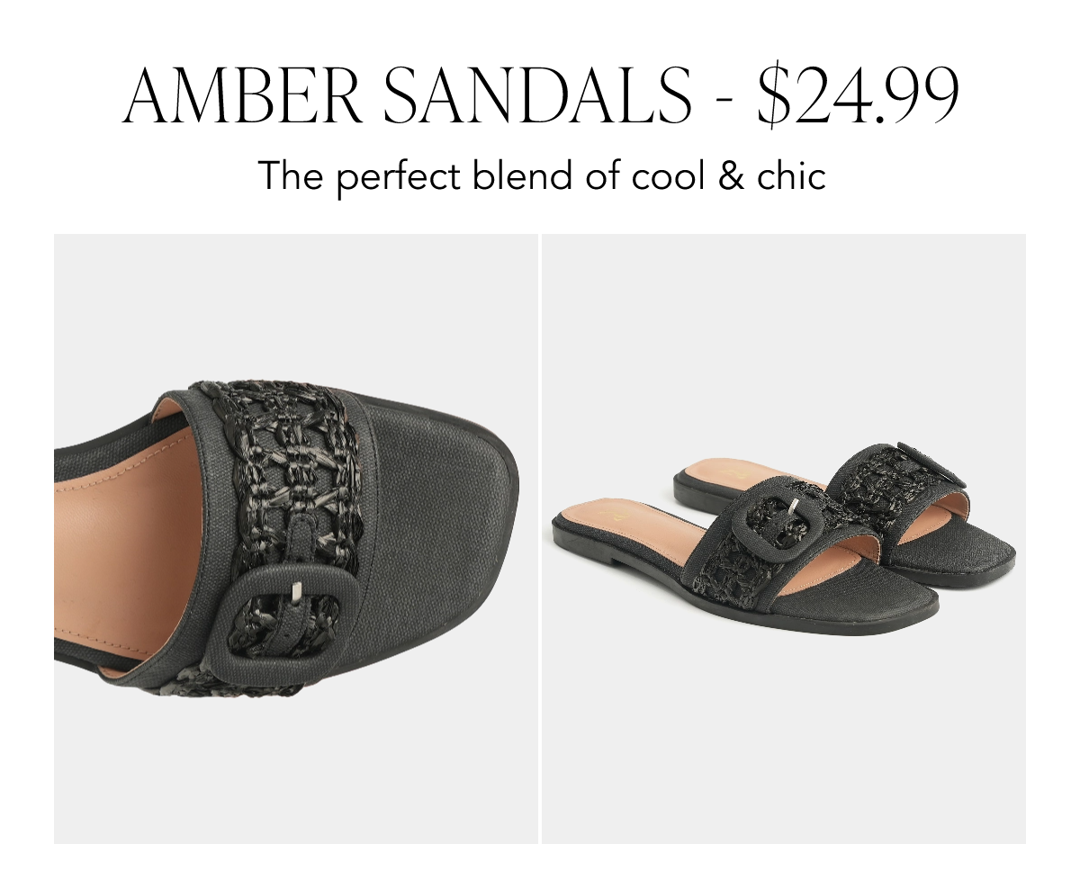 Amber Raffia Buckle Slide Sandals