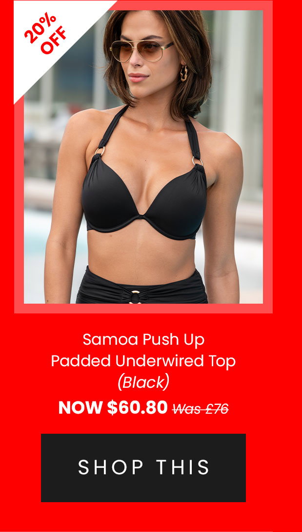 Samoa Push Up Padded Underwired Top - Black