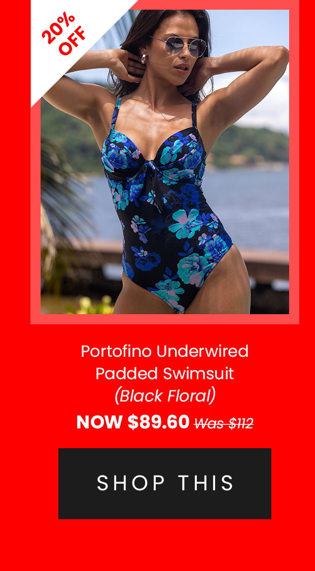Portofino Underwired Padded Swimsuit - Black Floral