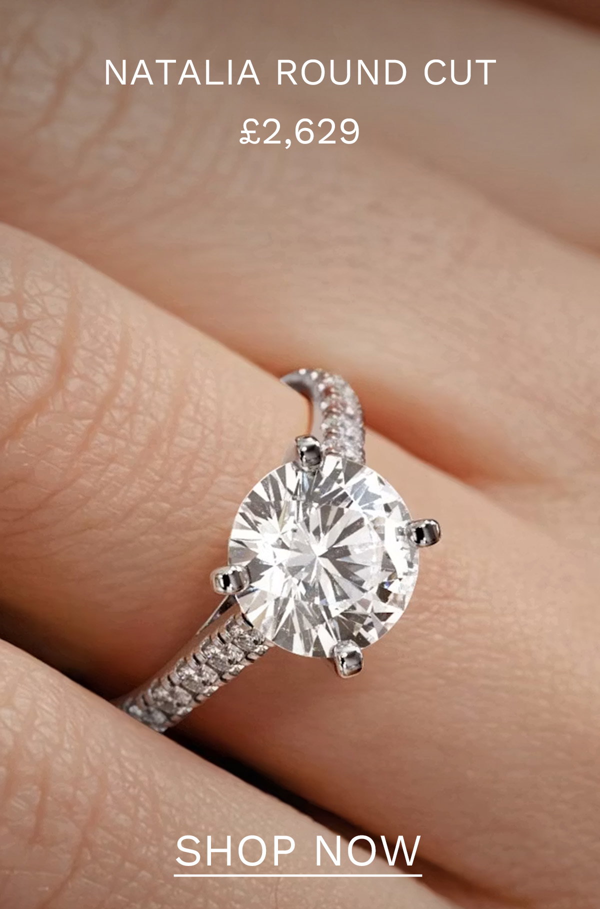 Natalia 3.45ct Lab Diamond Round Cut Engagement Ring in Platinum G/VS1