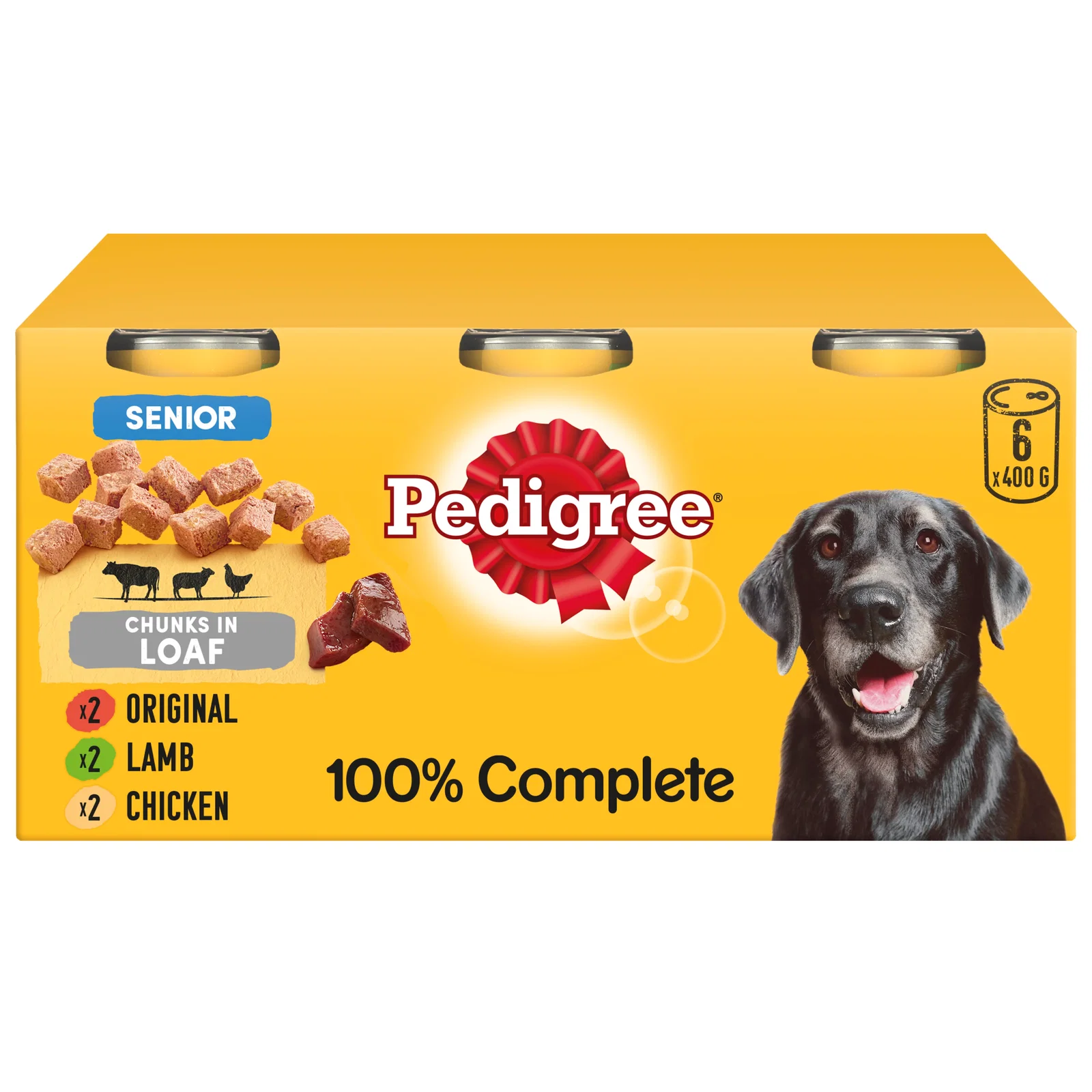 Image of Pedigree Senior Wet Dog Food Tins - Meat Selection in Loaf