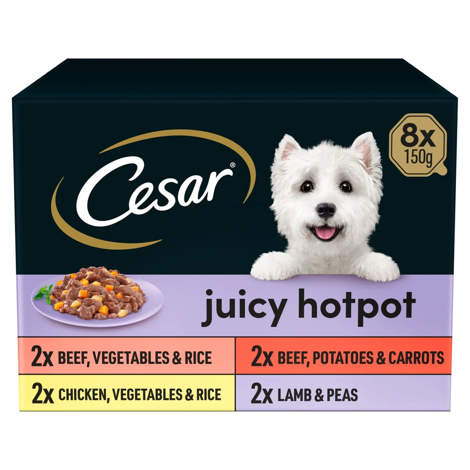 Image of CESAR Juicy Hotpot Adult Wet Dog Food Trays in Gravy