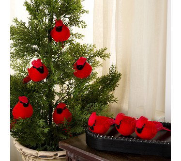 Set of 8 Velvet Cardinal Clips by Valerie