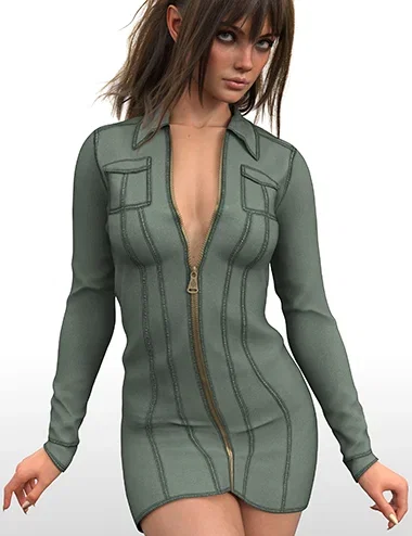 X-Fashion Zipline Chic Dress for Genesis 9 and 8 Female