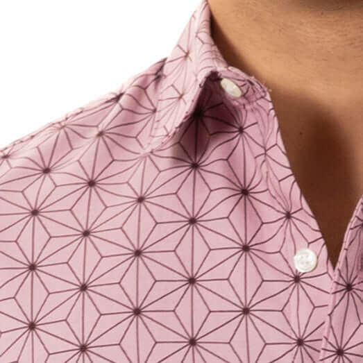 Image of KNIGHT Short Sleeve Shirt in Pink Japanese Geometric Floral Print
