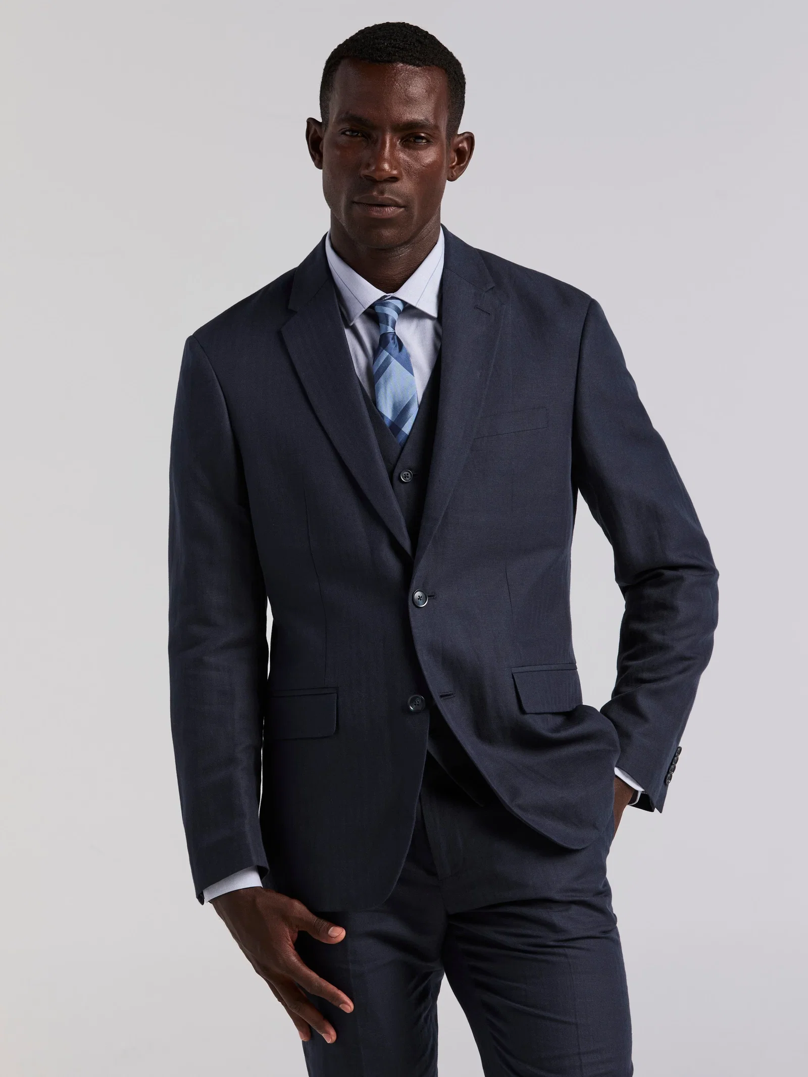Linen Blend Herringbone Suit Jacket