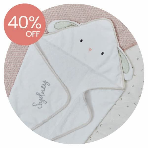 Personalised Ivory Bunny Hooded Towel