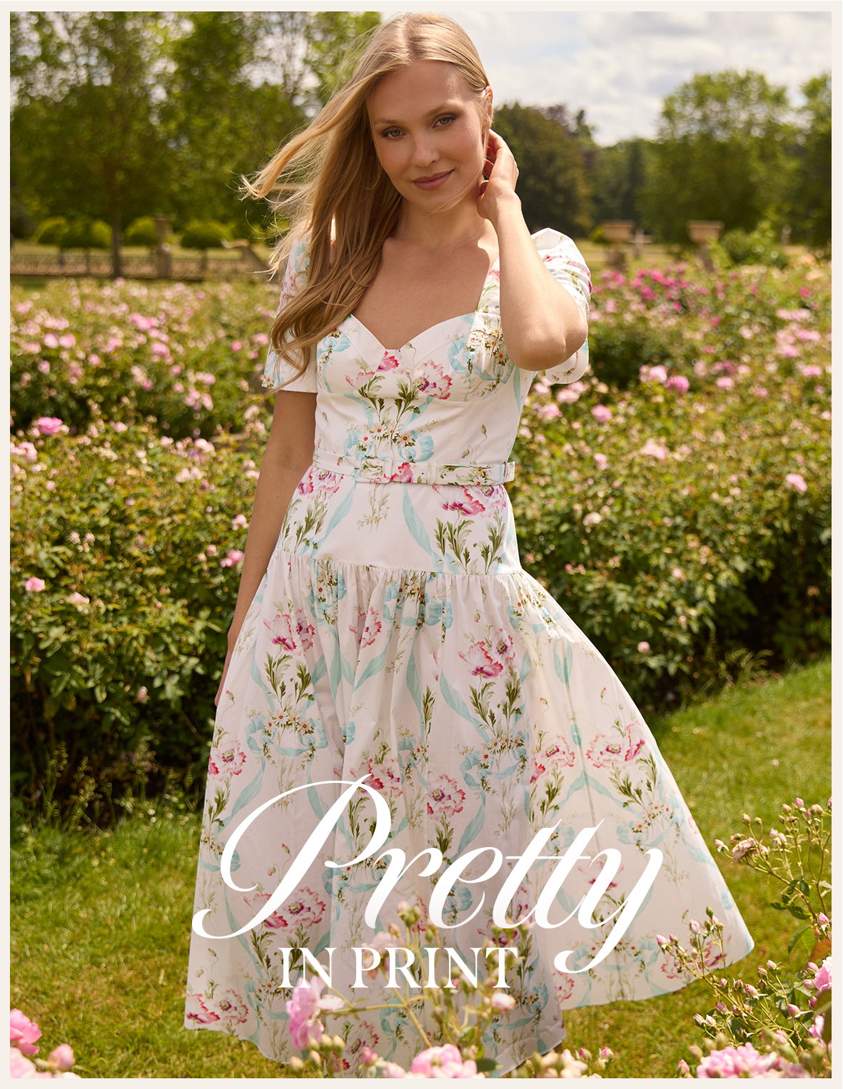 Floral Ribbon Cotton Halter Ankle Gown