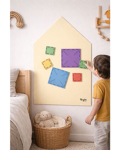 Image of Lavagna Magnetica da Parete MagneKids™ - Casetta - 70x44 cm - Sabbia - Installazione Facile Senza Fori