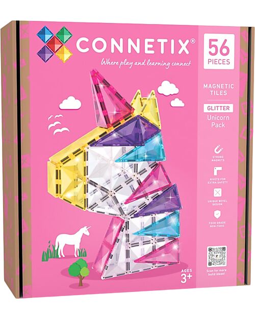 Image of 56 Pezzi - Set Unicorno Glitter - 100% Plastica ABS Atossica - Apprendimento STEM!