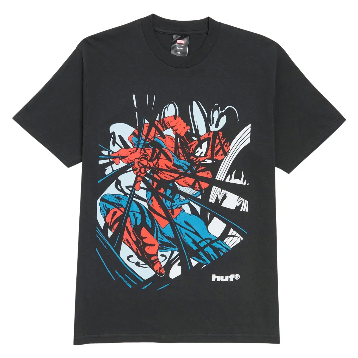 Image of HUF x Spiderman Entangled Washed T-Shirt - Washed Black