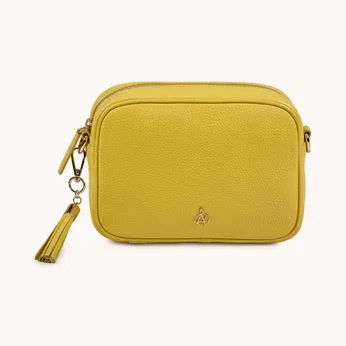 'KENT' Sunflower Pebble Grain Real Leather Crossbody Bag