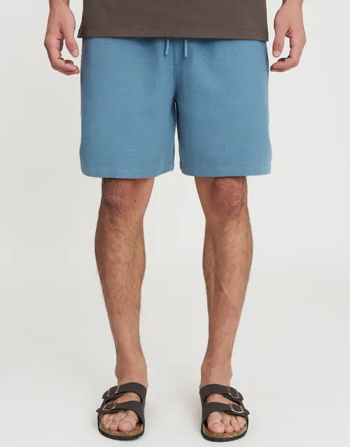 Textured Elastic Waist Shorts