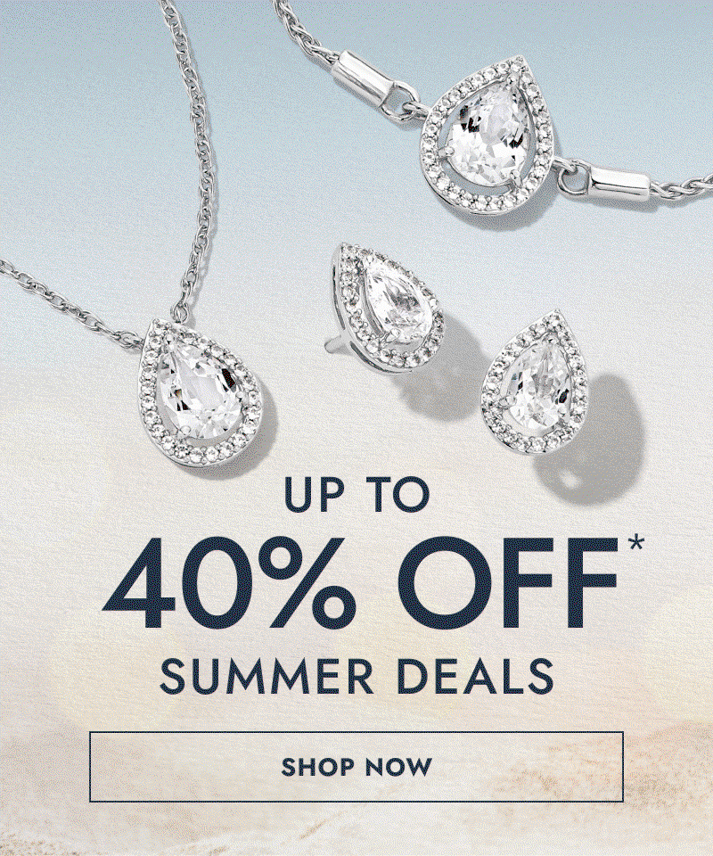 White gold pear-shaped pendant necklace, bracelet and stud earrings. Up to 40% Off summer deals. Click shop now.