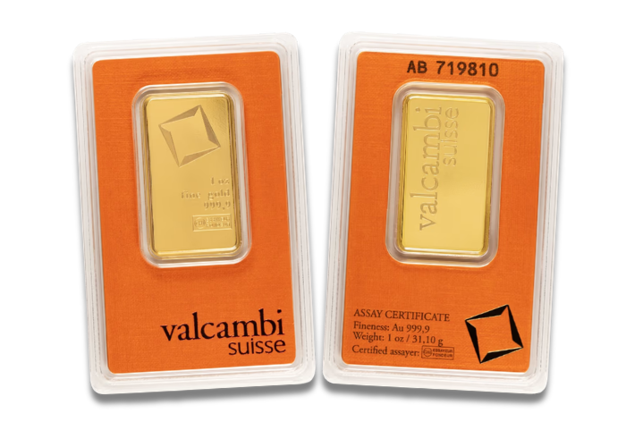 1 oz Valcambi Gold Bar (New w/ Assay)