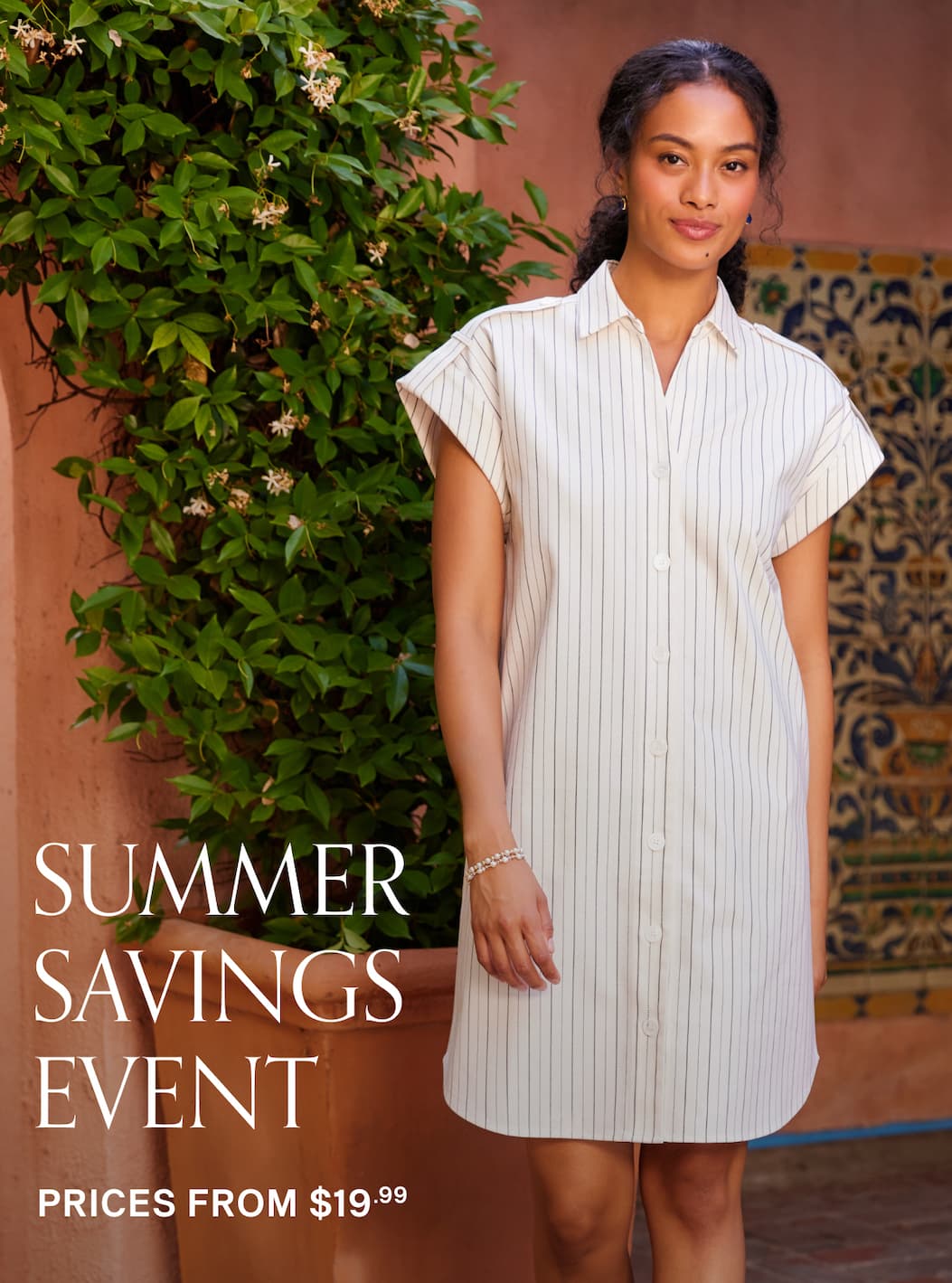 Stripe Cap Sleeve Shirtdress