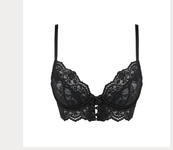 Designer Collection Unlined Demi Bra in Timeless Lace in Tuxedo Black