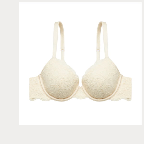 Lightly Lined Full Coverage Bra with Timeless Lace in Pearled Ivory 