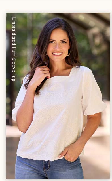 Shop Embroidered Puff Sleeve Top