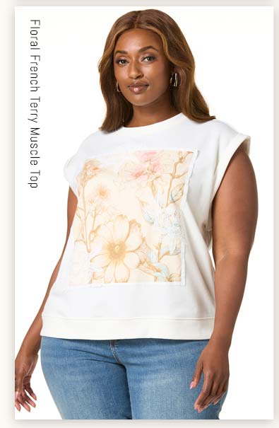Shop Floral French Terry Muscle Top