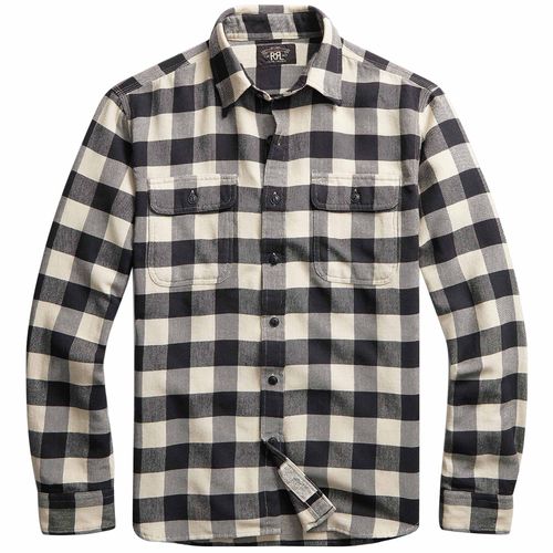 RRL by Ralph Lauren Buffalo Check Twill Workshirt - Black