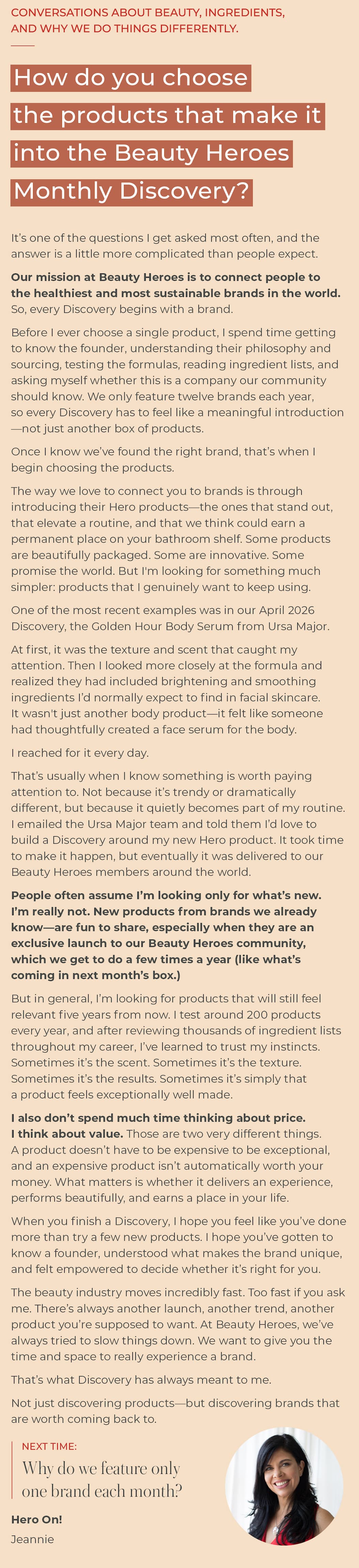 How do you choose the products that make it into the Beauty Heroes Monthly Discovery?